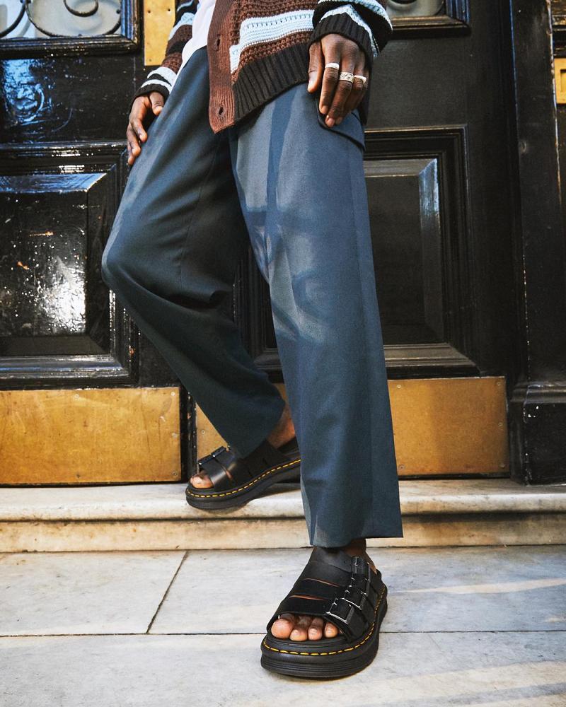 Dr Martens Tate Lær Slidesandaler Dame Svarte | Norge 468DFM